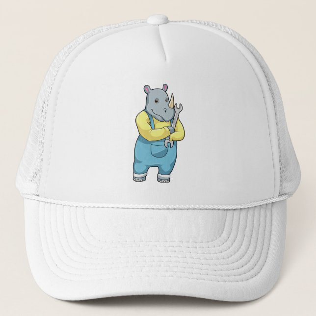Rhino as Mechanic with Wrench Trucker Hat (Front)