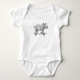 Rhino as Skater with Skateboard Baby Bodysuit