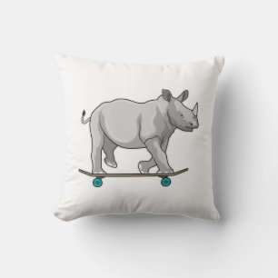 Rhino as Skater with Skateboard Cushion