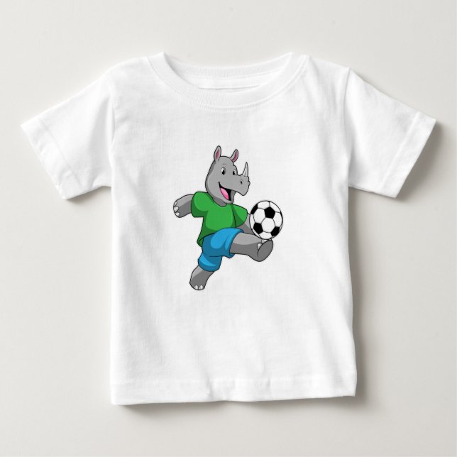 Rhino as Soccer player with Soccer Baby T-Shirt (Front)