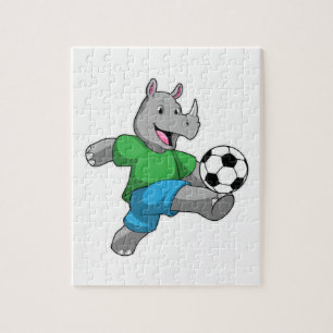 Rhino as Soccer player with Soccer Jigsaw Puzzle