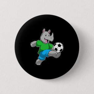 Rhino As Soccer Player With Soccer T Shirt 6 Cm Round Badge