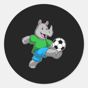 Rhino As Soccer Player With Soccer T Shirt  Classic Round Sticker