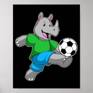 Rhino As Soccer Player With Soccer T Shirt  Poster