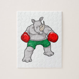 Rhino at Boxing with Boxing gloves Jigsaw Puzzle