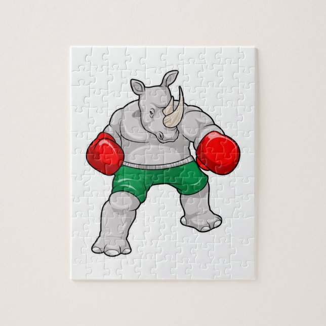 Rhino at Boxing with Boxing gloves Jigsaw Puzzle (Vertical)