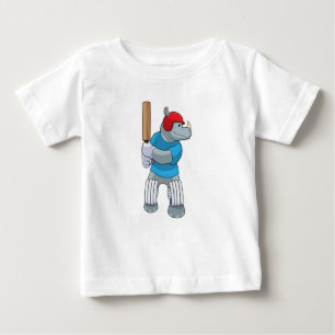 Rhino at Cricket with Cricket bat Baby T-Shirt