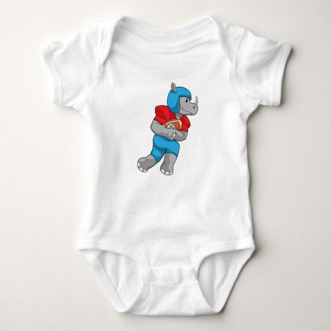 Rhino at Football Sports Baby Bodysuit (Front)