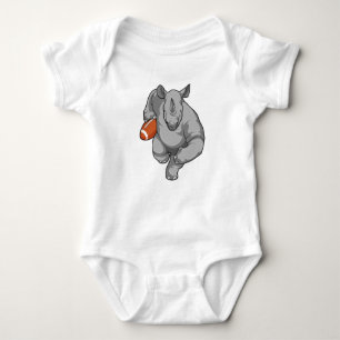 Rhino at Football Sports Baby Bodysuit