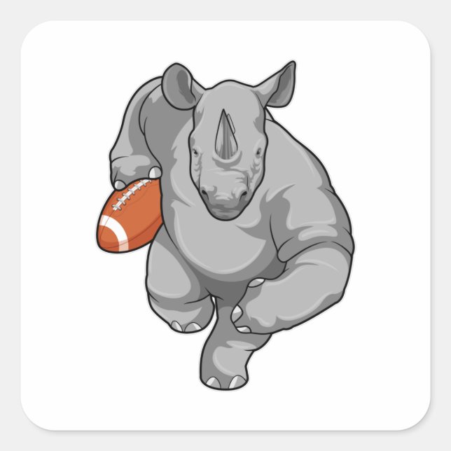 Rhino at Football Sports Square Sticker (Front)