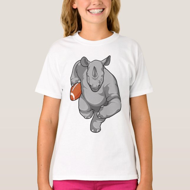 Rhino at Football Sports T-Shirt (Front)