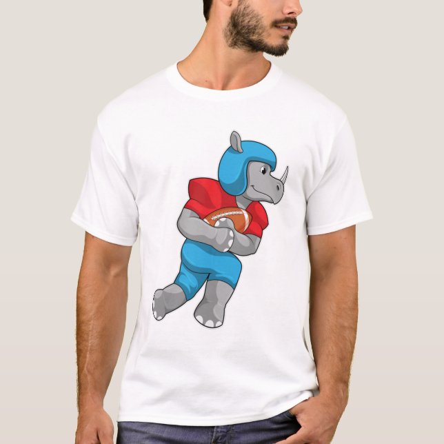 Rhino at Football Sports T-Shirt (Front)