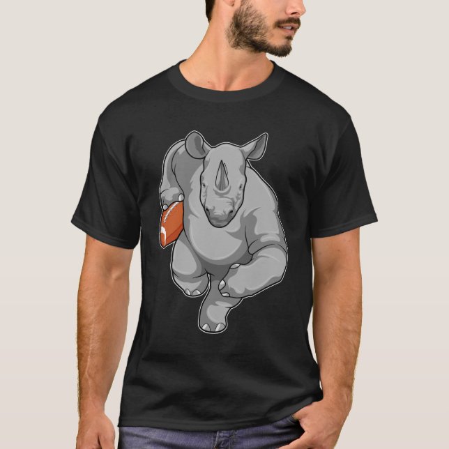 Rhino at Football Sports T-Shirt (Front)