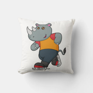 Rhino at Ice skating with Ice skates Cushion