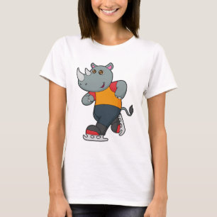 Rhino at Ice skating with Ice skates T-Shirt