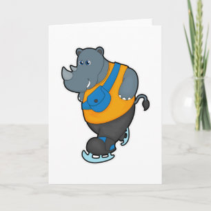 Rhino at Ice skating with Sling bag Card