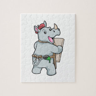 Rhino at Painting with Colours Jigsaw Puzzle