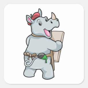 Rhino at Painting with Colours Square Sticker