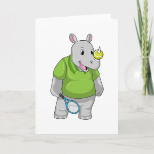 Rhino at Tennis with Tennis ball Card
