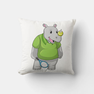 Rhino at Tennis with Tennis ball Cushion