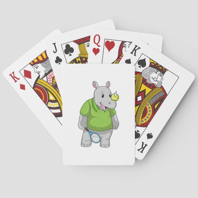 Rhino at Tennis with Tennis ball Playing Cards (Back)