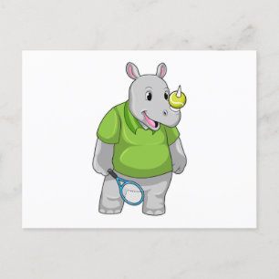 Rhino at Tennis with Tennis ball Postcard