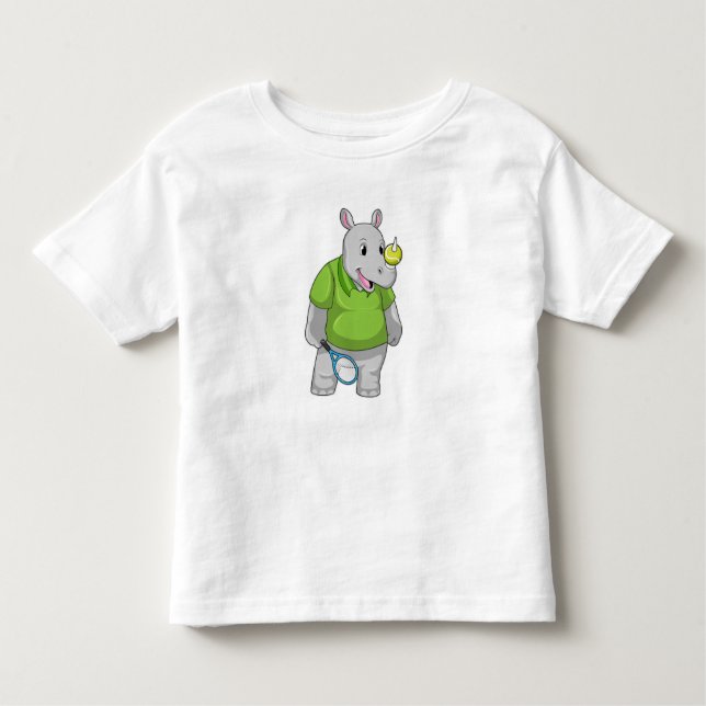 Rhino at Tennis with Tennis ball Toddler T-Shirt (Front)