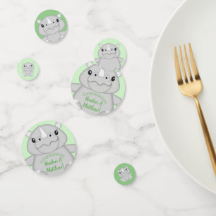 Rhino Baby Shower Green Confetti
