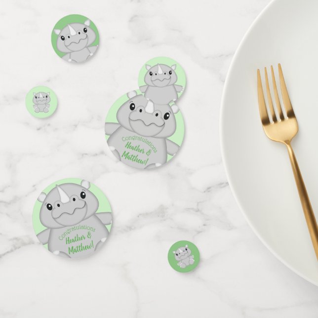 Rhino Baby Shower Green Confetti (Group)