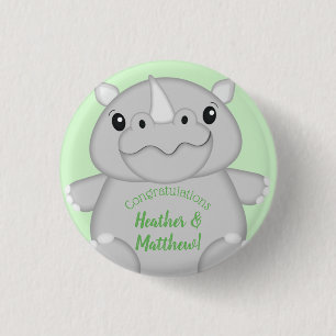 Rhino Baby Shower Safari 3 Cm Round Badge