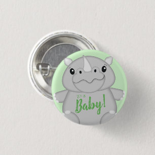 Rhino Baby Shower Safari 3 Cm Round Badge