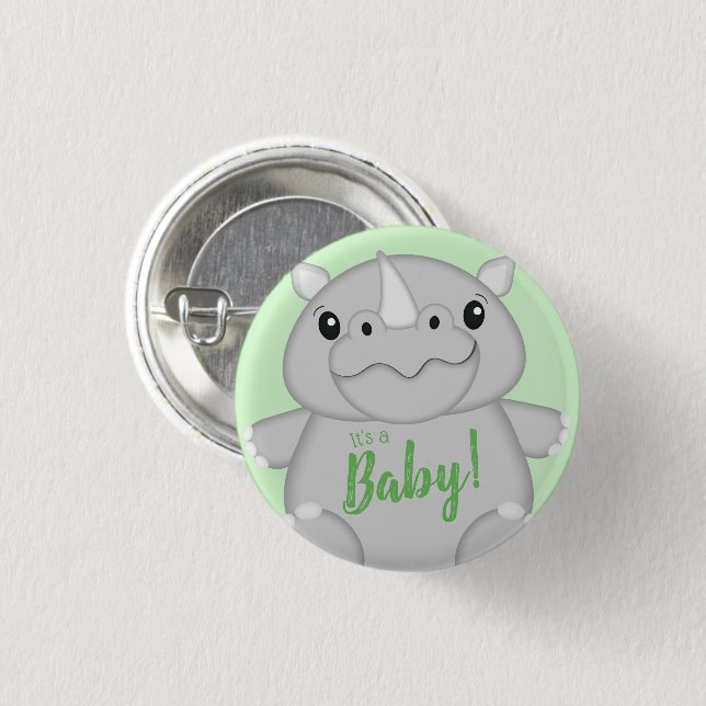 Rhino Baby Shower Safari 3 Cm Round Badge (Front & Back)