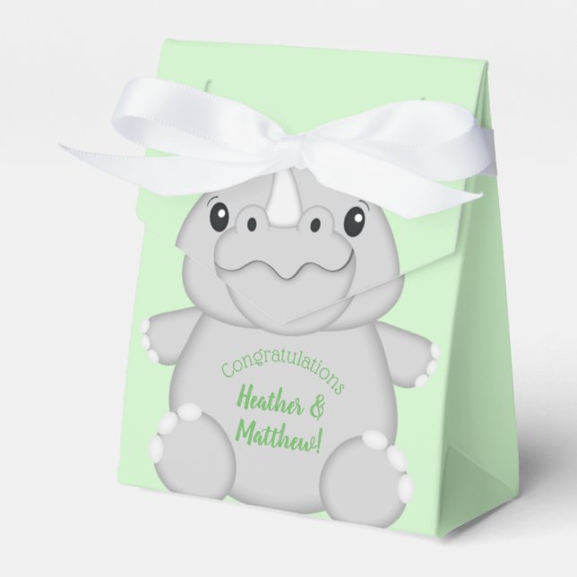 Rhino Baby Shower Safari Favour Box (Front Side)