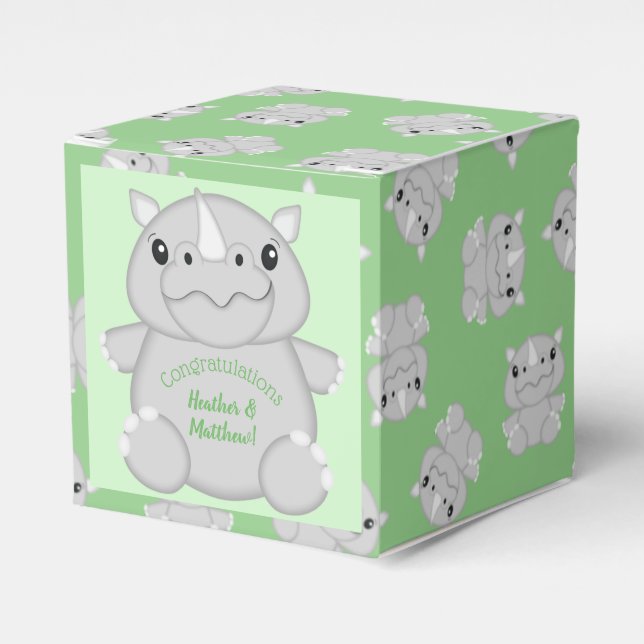 Rhino Baby Shower Safari Favour Box (Front Side)
