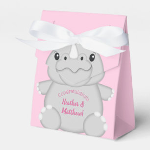 Rhino Baby Shower Safari Pink Girl Favour Box