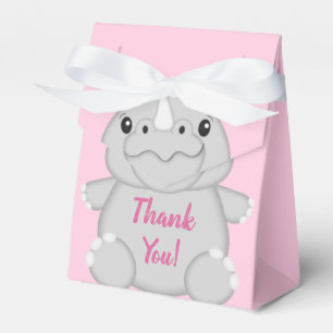 Rhino Baby Shower Safari Pink Girl Favour Box