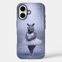 Rhino Ballerina in Misty Forest