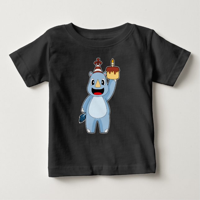 Rhino Birthday Candle Cake Baby T-Shirt (Front)