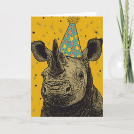 Rhino Birthday Party Greeting Card