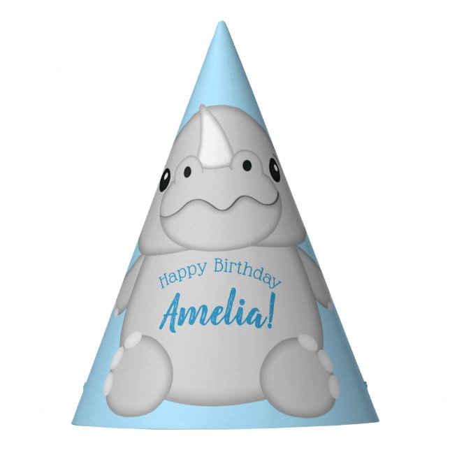 Rhino Birthday Party Hat (Front)