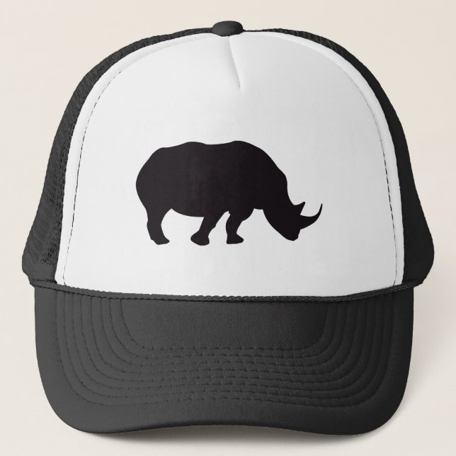 Rhino Black Animal Trucker Hat (Front)
