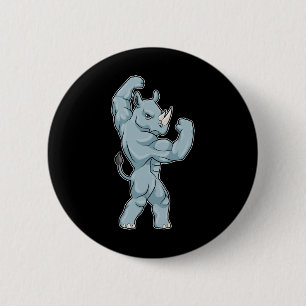Rhino Bodybuilder Bodybuilding Sports 6 Cm Round Badge