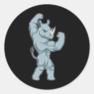Rhino Bodybuilder Bodybuilding Sports Classic Round Sticker
