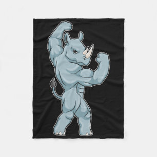 Rhino Bodybuilder Bodybuilding Sports Fleece Blanket