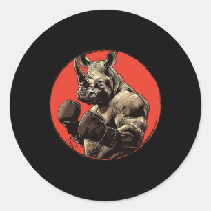 Rhino Boxer Fighter Boxing Classic Round Sticker
