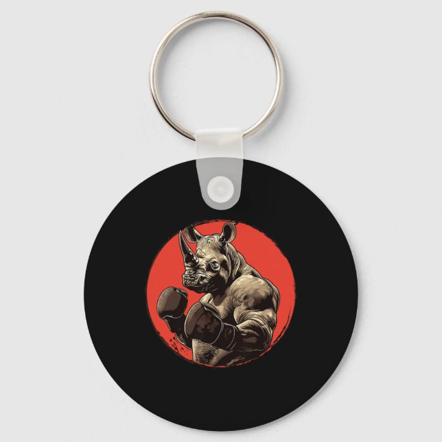 Rhino Boxer Fighter Boxing  Key Ring (Front)