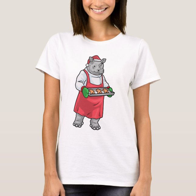 Rhino Christmas Baker T-Shirt (Front)