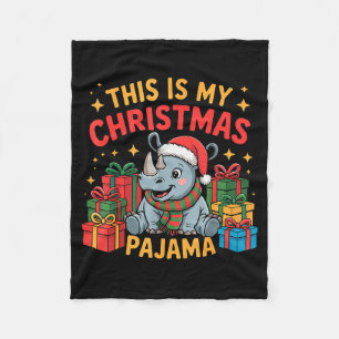 Rhino Christmas Pj Pajama Funny Merry Christmas Lo Fleece Blanket