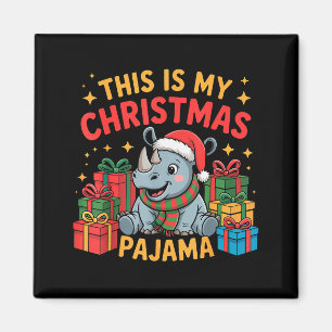 Rhino Christmas Pj Pajama Funny Merry Christmas Lo Magnet