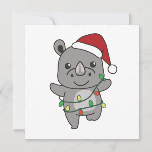 Rhino Christmas Winter Animals Rhinos Holiday Card